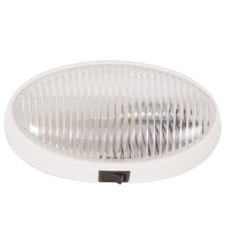 Optronics Oval Clear Porch Light w/Switch White Base RVPL7C