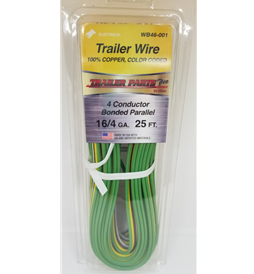 Wire, 16ga White Brown Yellow & Green 4 Wire Bonded 25ft WB46-001