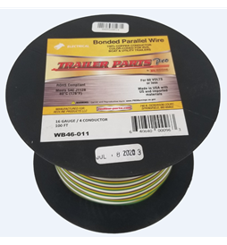 Wire, 16ga White Brown Yellow & Green 4 Wire Bonded 100ft WB46-011